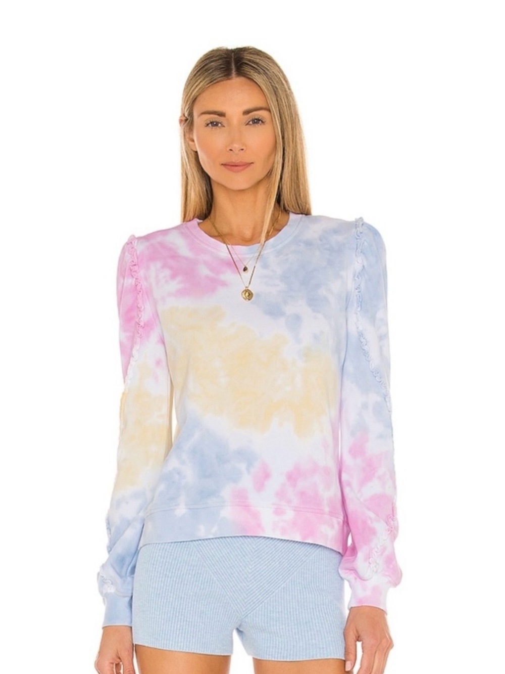 Generation Love Tie-Dye Long Sleeve Sweatshirt - Pastel Pink, Blue & Cream